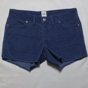 GAP womens BLUE corduroy SHORTS frayed CUT-OFF boho MID-RISE summer SIZE 4